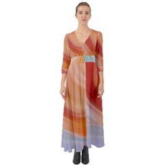 Gradient  Orange Green Red Button Up Boho Maxi Dress by ConteMonfrey