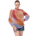 Gradient  orange green red High Neck Long Sleeve Chiffon Top View1