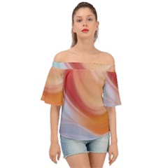 Gradient  Orange Green Red Off Shoulder Short Sleeve Top by ConteMonfrey