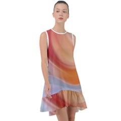 Gradient  Orange Green Red Frill Swing Dress by ConteMonfrey