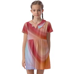 Gradient  Orange Green Red Kids  Asymmetric Collar Dress by ConteMonfrey