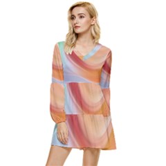 Gradient  Orange Green Red Tiered Long Sleeve Mini Dress by ConteMonfrey