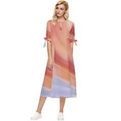 Gradient  Orange Green Red Bow Sleeve Chiffon Midi Dress by ConteMonfrey