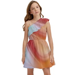 Gradient  Orange Green Red Kids  One Shoulder Party Dress by ConteMonfrey