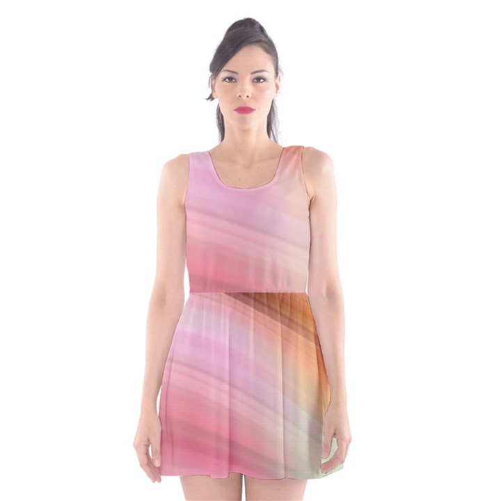 Gradient brown, green, pink, orange Scoop Neck Skater Dress