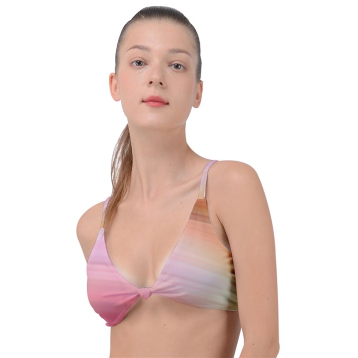 Gradient brown, green, pink, orange Knot Up Bikini Top