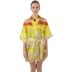 Gradient Orange, Red Half Sleeve Satin Kimono  by ConteMonfrey