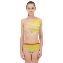 Gradient Orange, Red Spliced Up Two Piece Swimsuit by ConteMonfrey