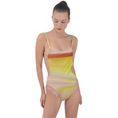 Gradient Orange, Red Tie Strap One Piece Swimsuit by ConteMonfrey