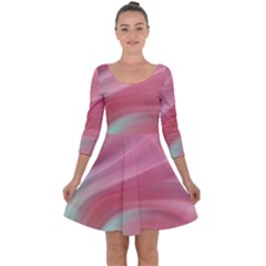 Gradient Pink Green Quarter Sleeve Skater Dress by ConteMonfrey