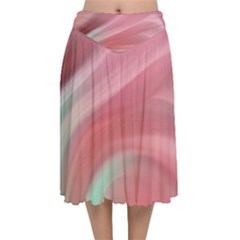 Gradient Pink Green Velvet Flared Midi Skirt by ConteMonfrey