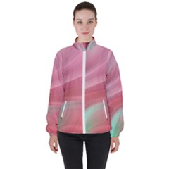 Gradient Pink Green Women s High Neck Windbreaker by ConteMonfrey