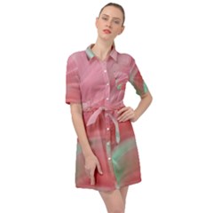 Gradient Pink Green Belted Shirt Dress by ConteMonfrey