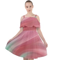 Gradient Pink Green Cut Out Shoulders Chiffon Dress by ConteMonfrey