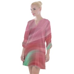 Gradient Pink Green Open Neck Shift Dress by ConteMonfrey