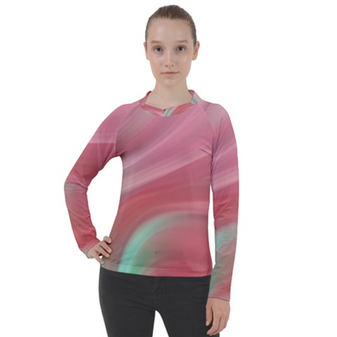 Gradient Pink Green Women s Pique Long Sleeve Tee by ConteMonfrey