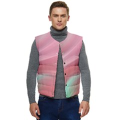 Gradient Pink Green Men s Short Button Up Puffer Vest	 by ConteMonfrey