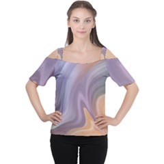 Gradient Purple Orange Cutout Shoulder Tee