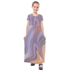 Gradient Purple Orange Kids  Short Sleeve Maxi Dress by ConteMonfrey