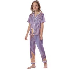 Gradient Purple Orange Kids  Satin Short Sleeve Pajamas Set by ConteMonfrey