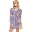 Gradient purple orange Tiered Long Sleeve Mini Dress View1