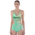 Gradient green orange Cut-Out One Piece Swimsuit View1