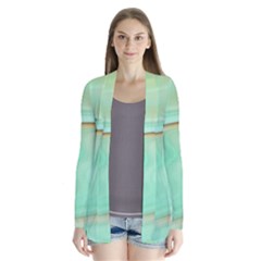 Gradient Green Orange Drape Collar Cardigan by ConteMonfrey