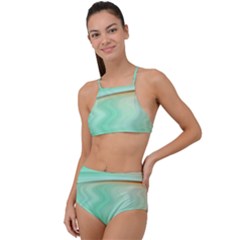 Gradient Green Orange High Waist Tankini Set by ConteMonfrey