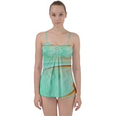 Gradient Green Orange Babydoll Tankini Set by ConteMonfrey