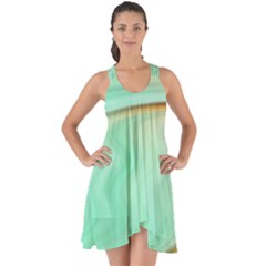 Gradient Green Orange Show Some Back Chiffon Dress by ConteMonfrey