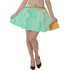 Gradient Green Orange Velvet Skater Skirt