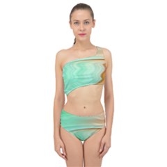 Gradient Green Orange Spliced Up Two Piece Swimsuit by ConteMonfrey