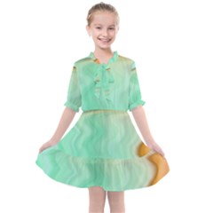 Gradient Green Orange Kids  All Frills Chiffon Dress by ConteMonfrey