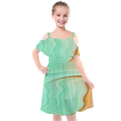 Gradient Green Orange Kids  Cut Out Shoulders Chiffon Dress by ConteMonfrey