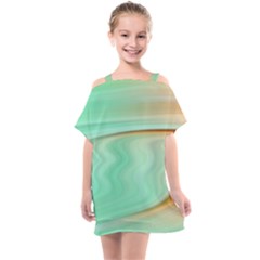 Gradient Green Orange Kids  One Piece Chiffon Dress by ConteMonfrey