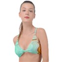 Gradient green orange Knot Up Bikini Top View1