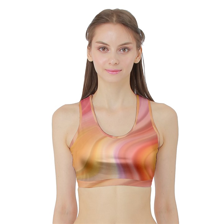 Gradient pink yellow Sports Bra with Border