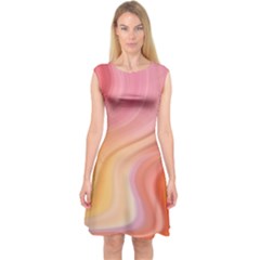 Gradient Pink Yellow Capsleeve Midi Dress by ConteMonfrey