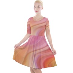 Gradient Pink Yellow Quarter Sleeve A-line Dress by ConteMonfrey