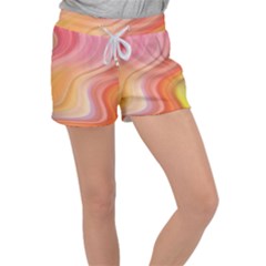 Gradient Pink Yellow Velour Lounge Shorts by ConteMonfrey