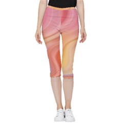 Gradient Pink Yellow Inside Out Lightweight Velour Capri Leggings  by ConteMonfrey