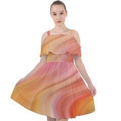 Gradient Pink Yellow Cut Out Shoulders Chiffon Dress by ConteMonfrey