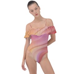 Gradient Pink Yellow Frill Detail One Piece Swimsuit by ConteMonfrey