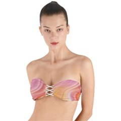 Gradient Pink Yellow Twist Bandeau Bikini Top by ConteMonfrey