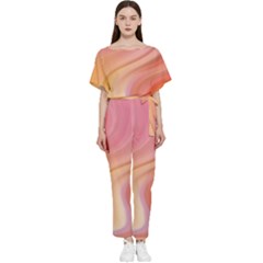 Gradient Pink Yellow Batwing Lightweight Chiffon Jumpsuit by ConteMonfrey