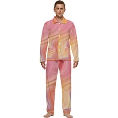 Gradient Pink Yellow Men s Long Sleeve Velvet Pocket Pajamas Set by ConteMonfrey