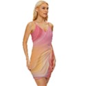 Gradient pink yellow Wrap Tie Front Dress View3