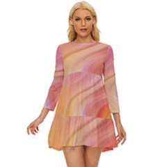 Gradient Pink Yellow Long Sleeve Babydoll Dress by ConteMonfrey