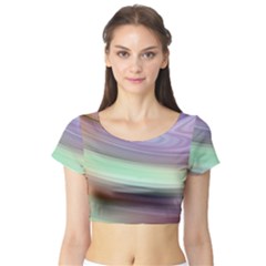 Gradient Blue Green Short Sleeve Crop Top by ConteMonfrey