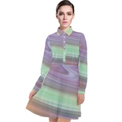 Gradient Blue Green Long Sleeve Chiffon Shirt Dress by ConteMonfrey